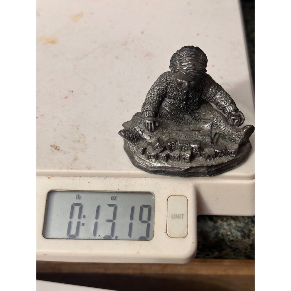 Michael Ricker Pewter Boy With Blocks Figurine 2003 Collectible Sculpture - Picture 2 of 5